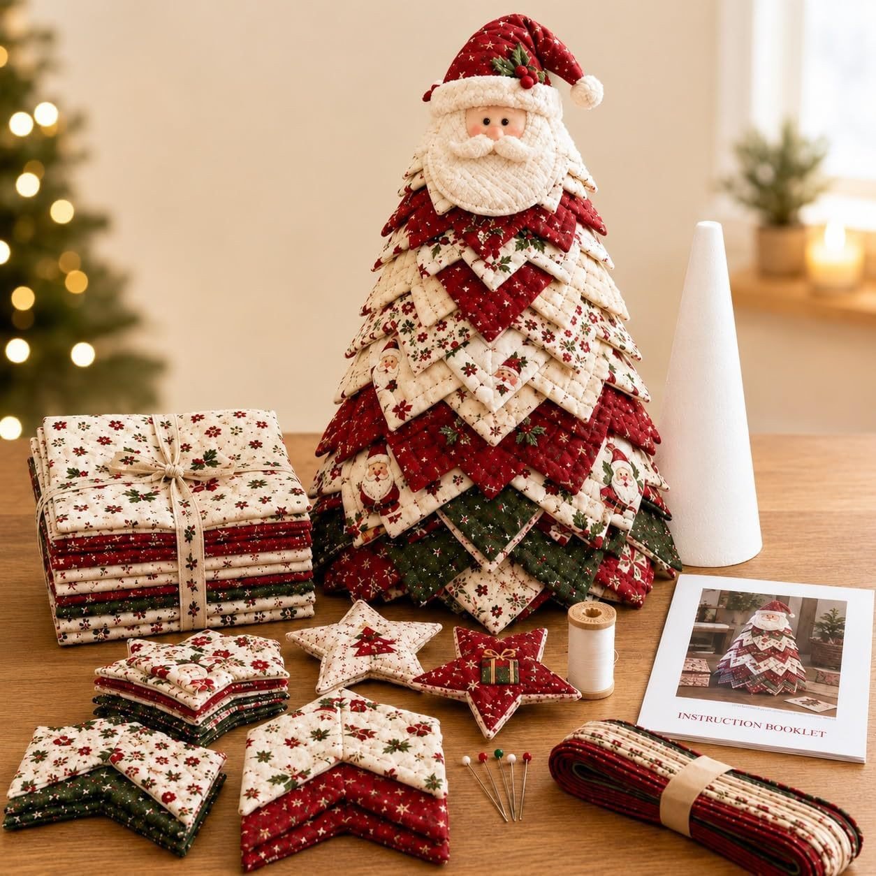 DIY 3D Quilted Christmas Tree Kit - Jolly Santa Face style
