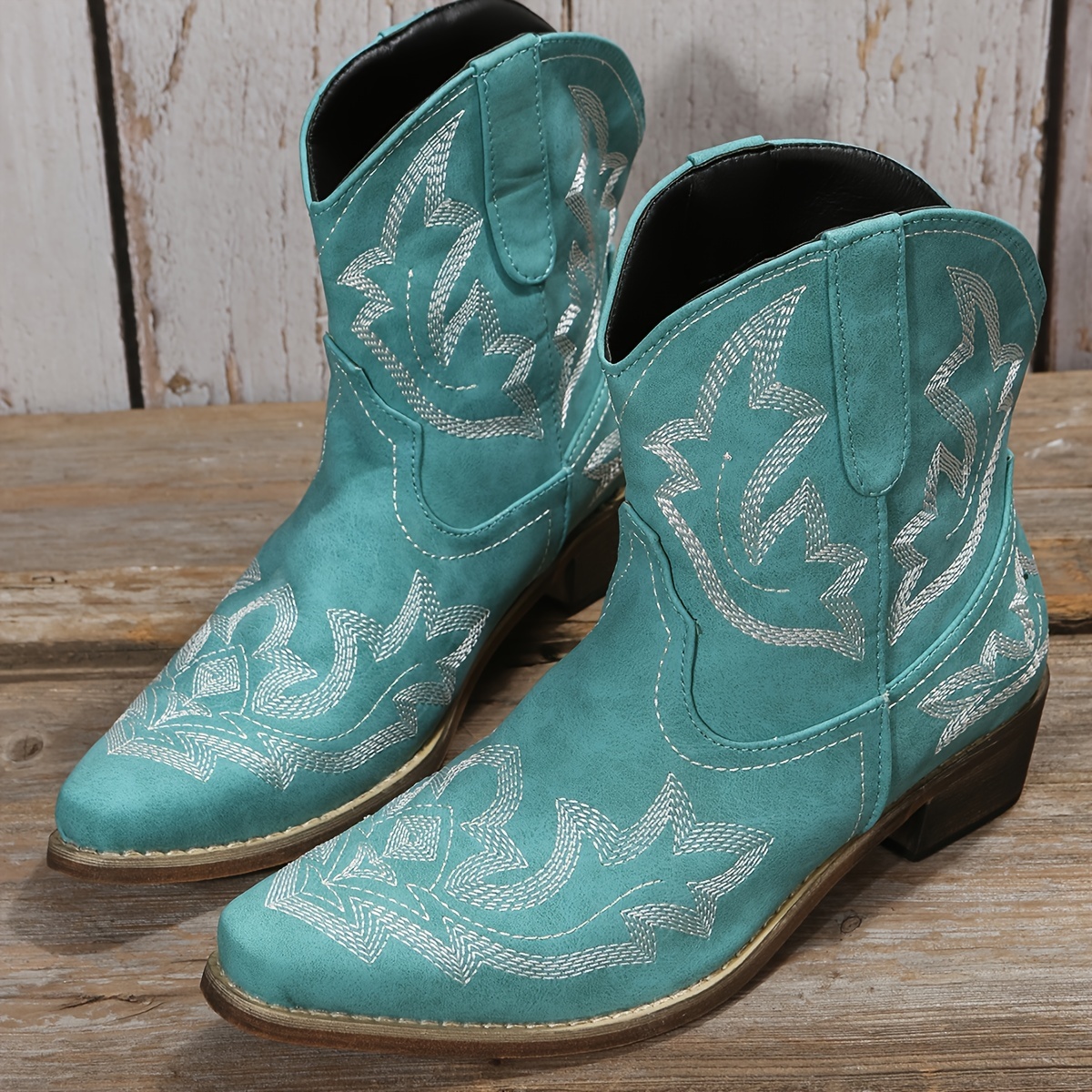 Women’s Western Embroidery Mid-Heel Ankle Boots