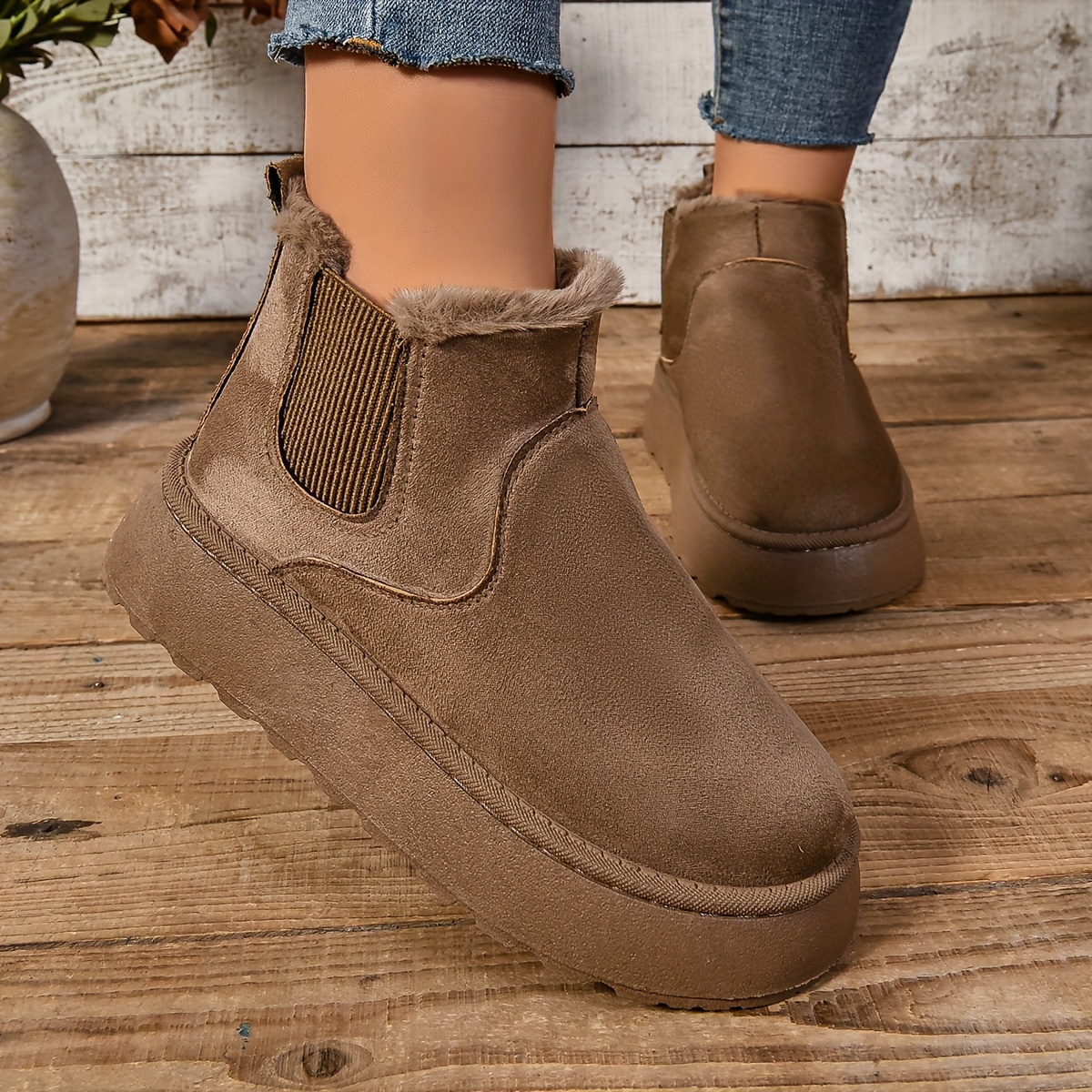 Women’s Warm Slip-On Ankle Boots – Non-Slip Winter Comfort Footwear
