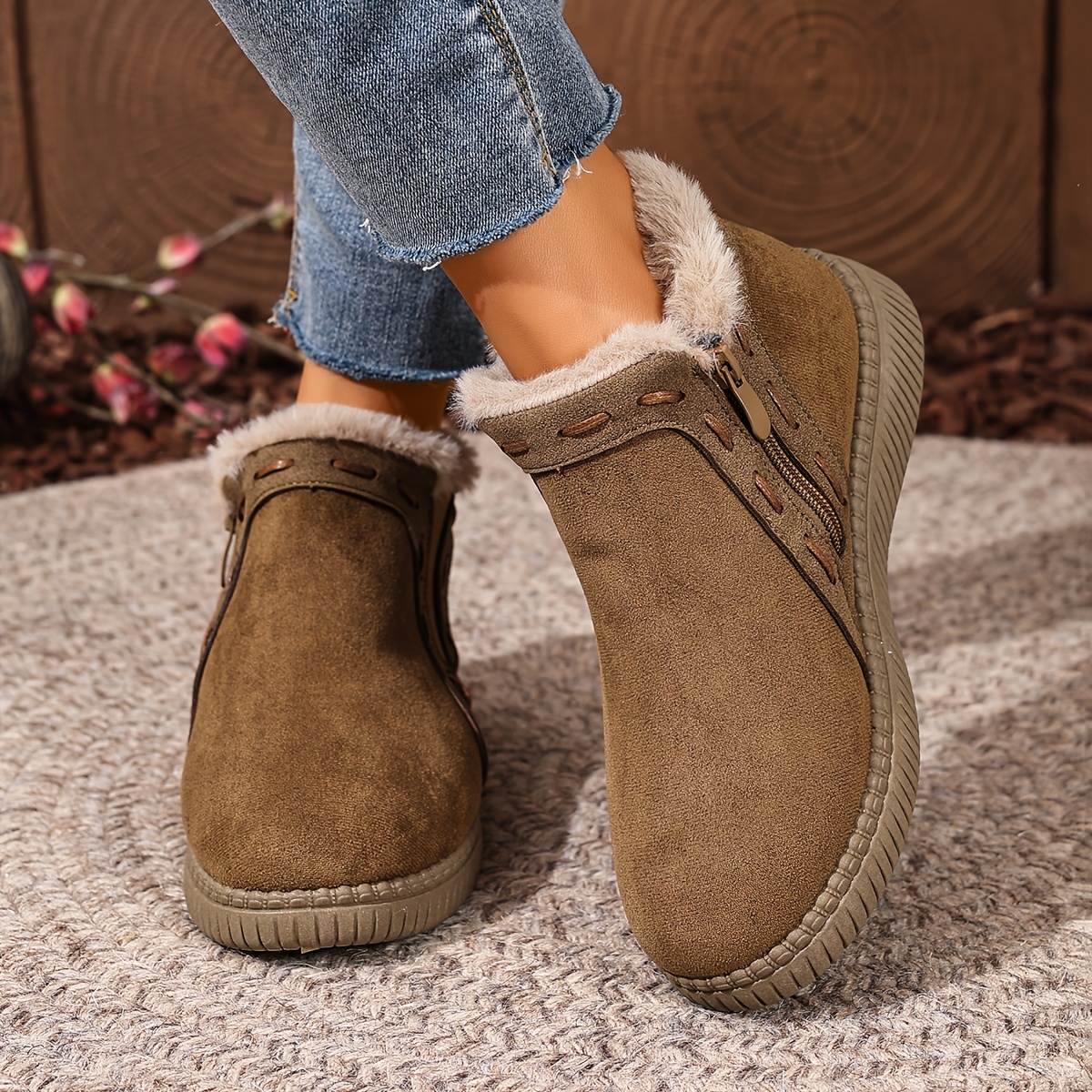 Women’s Winter Comfort Shoes – Easy-On Casual Shoes with Zipper Closure