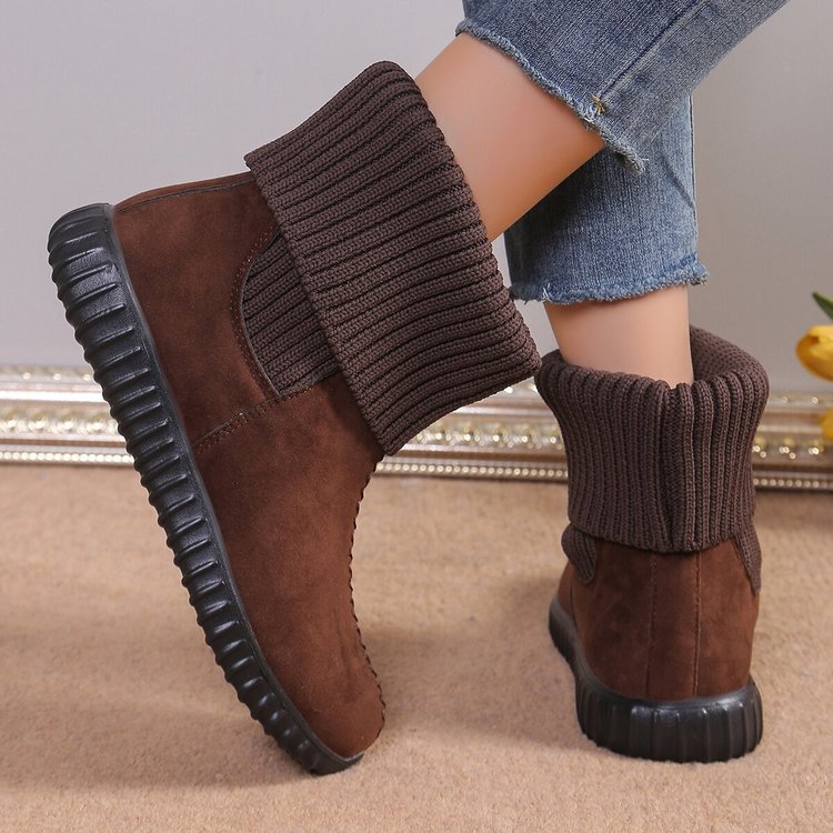 Women’s Warm Knit Ankle Boots – Soft Winter Boots with Cushioned Non-Slip Sole