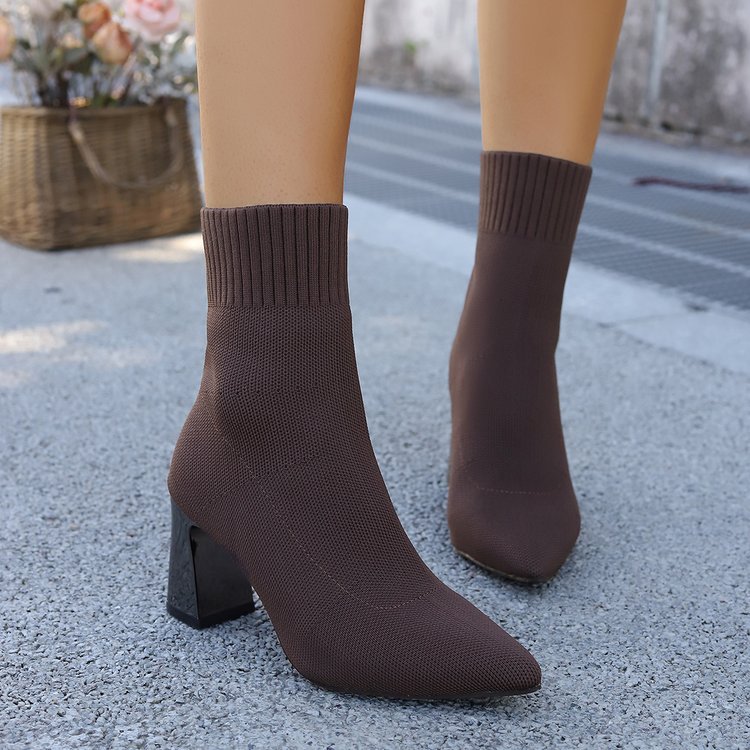 Women’s Stretch Knit Ankle Boots – Cozy Pull-On Ankle Boots for Fall & Winter
