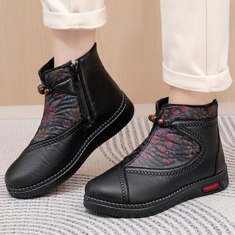 Women’s Vintage Floral Winter Boots – Warm, Non-Slip & Comfortable Fit