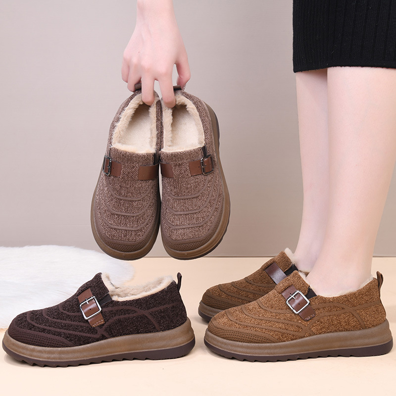 Women’s Warm Slip-On Winter Shoes – Anti-Slip Comfort Walking Loafers with Soft Fleece Lining