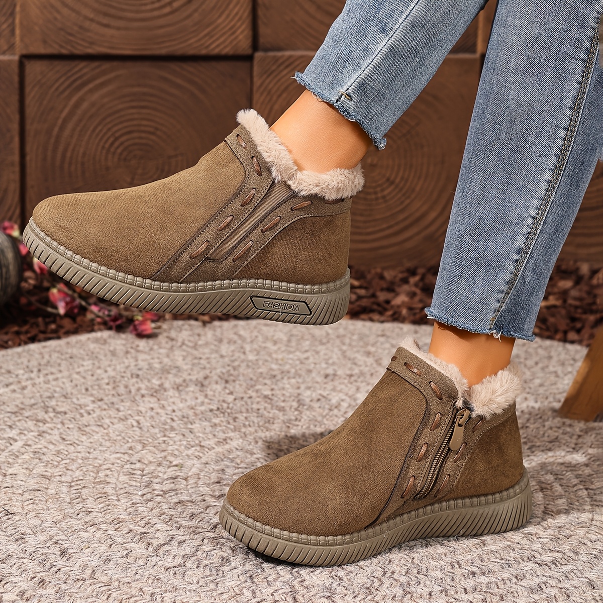 Women’s Winter Comfort Shoes – Easy-On Casual Shoes with Zipper Closure