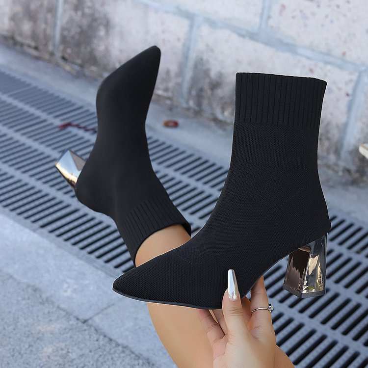 Women’s Stretch Knit Ankle Boots – Cozy Pull-On Ankle Boots for Fall & Winter