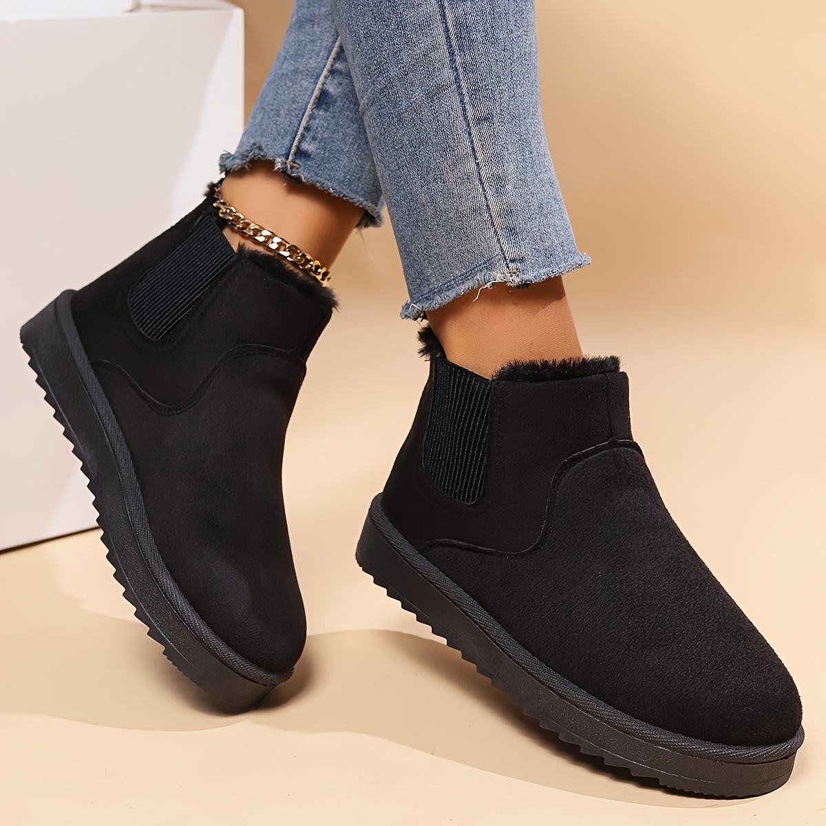 Women’s Cozy Slip-On Winter Ankle Boots – Warm Lined, Non-Slip & Easy On/Off Comfort Shoes
