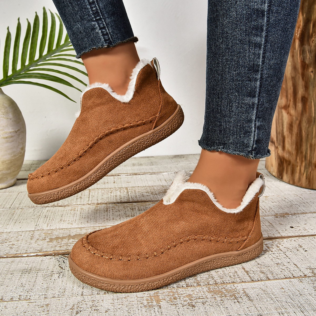 Women’s Fleece-Lined Shoes – Warm Non-Slip Bootie Shoes for Indoor & Outdoor Wear