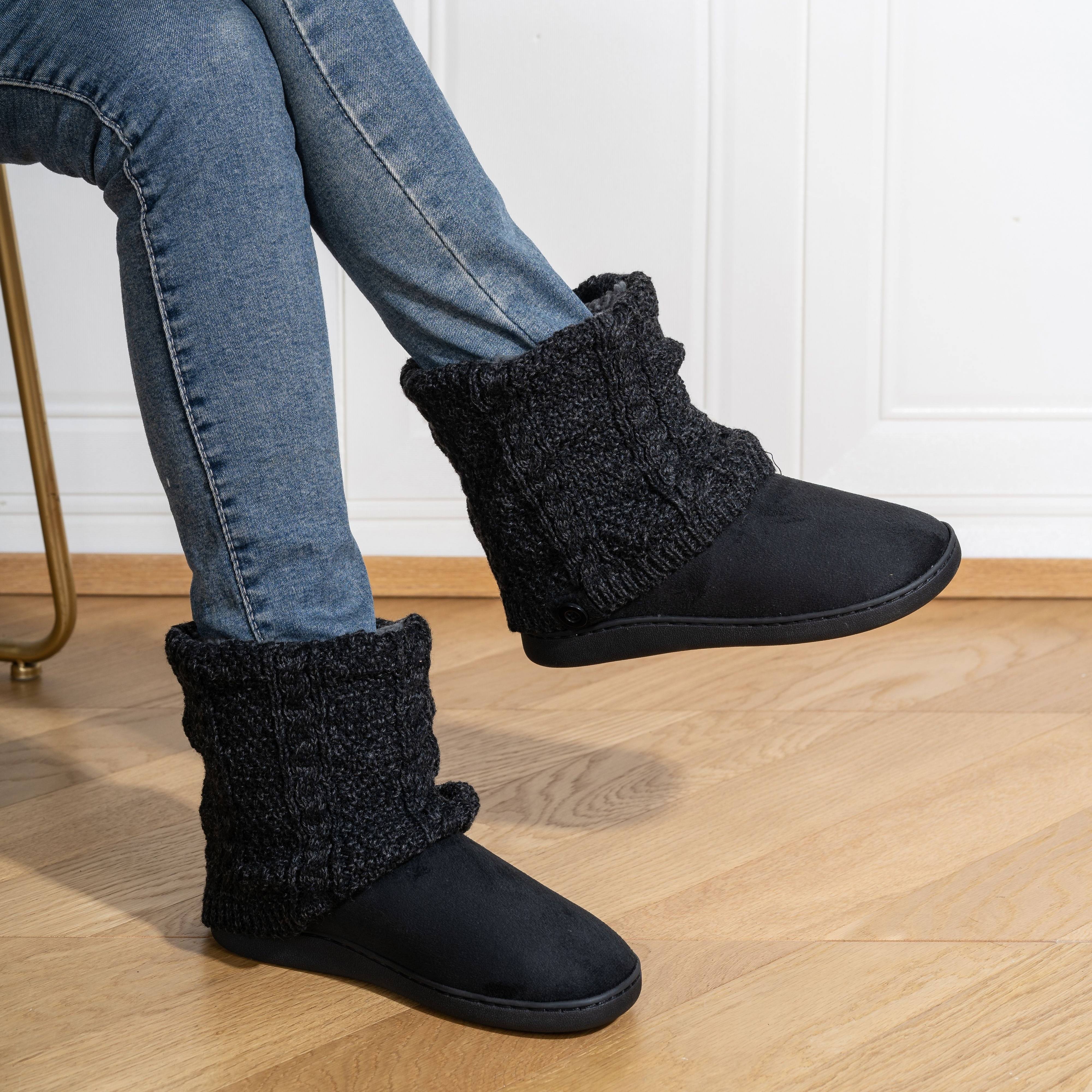 Women’s Warm Knit Ankle Boots – Cozy Lined Short Boots for Fall & Winter