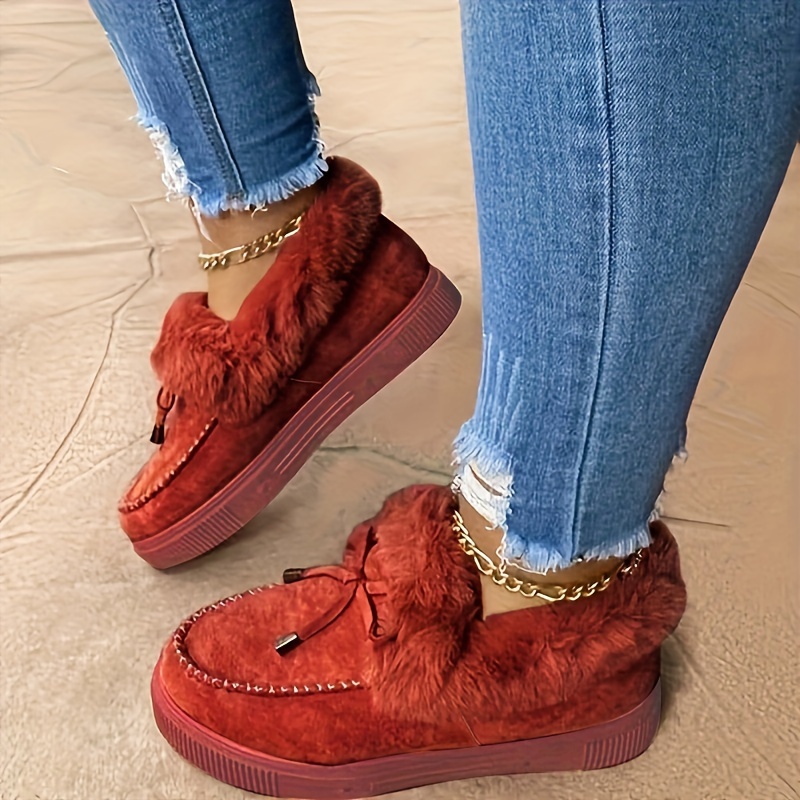 Women’s Cozy Winter Ankle Boots – Warm Plush-Lined Slip-On Snow Boots