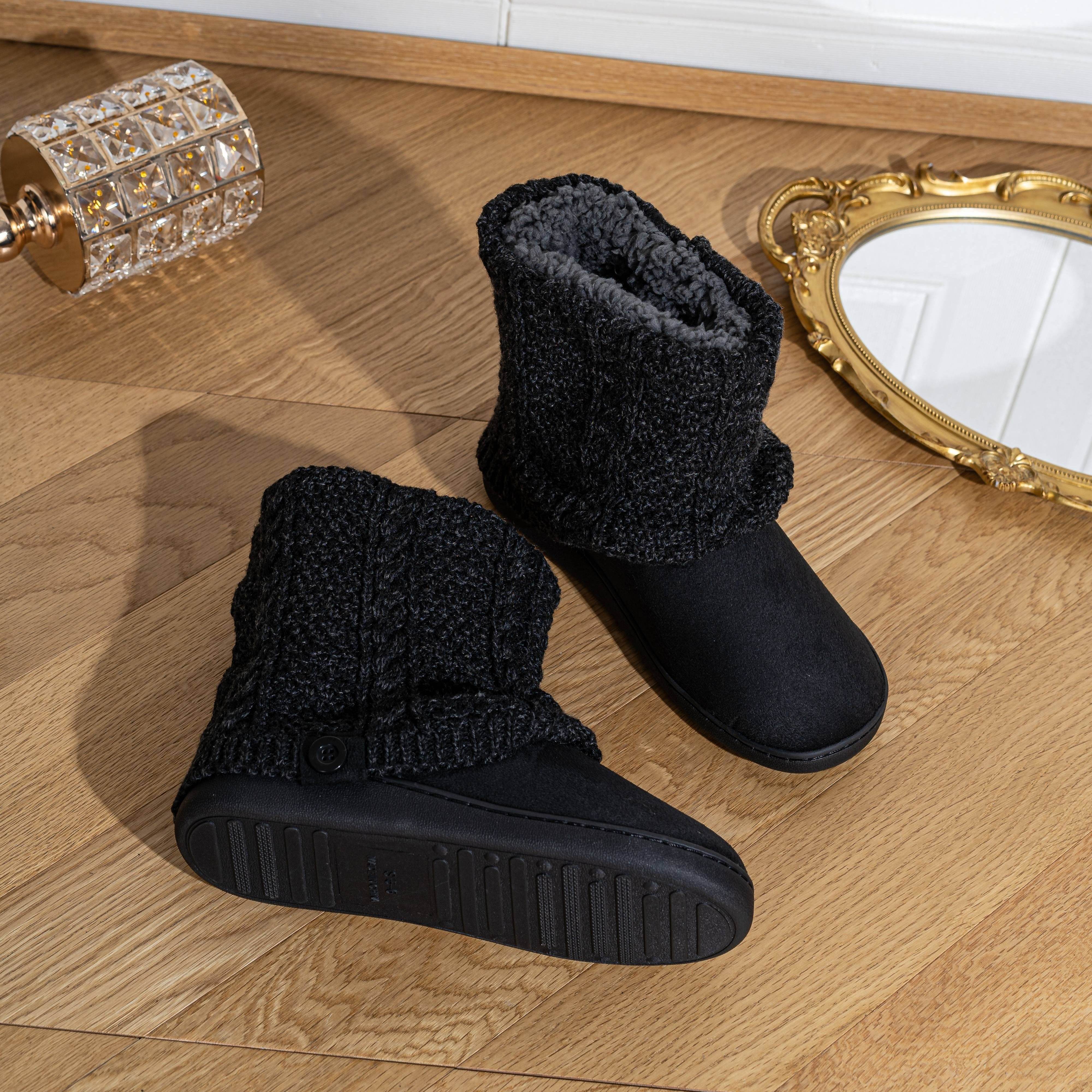 Women’s Warm Knit Ankle Boots – Cozy Lined Short Boots for Fall & Winter