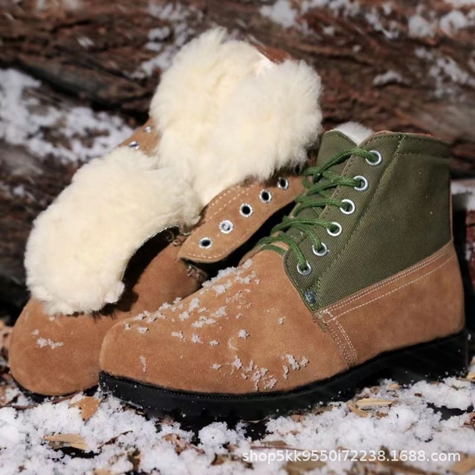 Unisex Leather Farm & Ranch Boots – Waterproof Wool-Lined Winter Boots for Outdoor Work