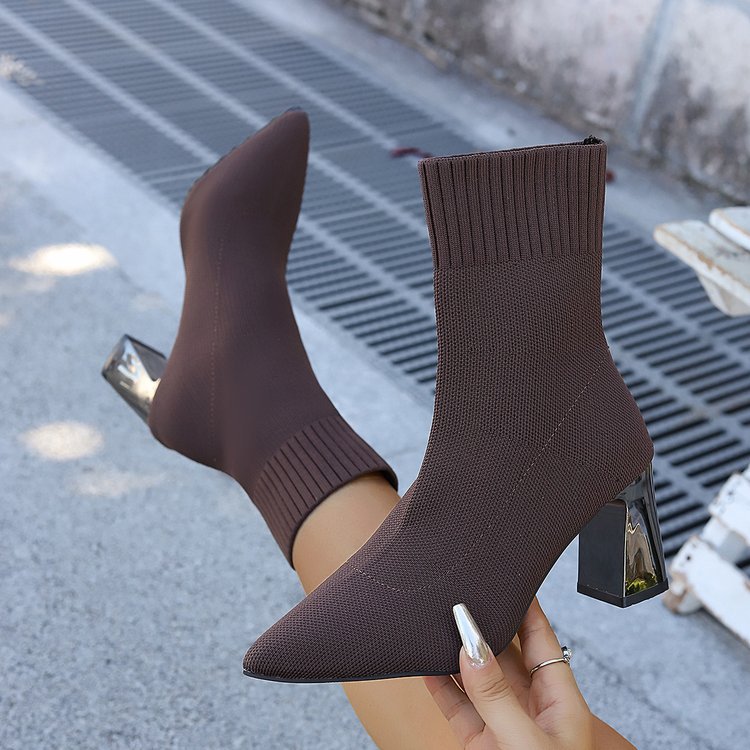 Women’s Stretch Knit Ankle Boots – Cozy Pull-On Ankle Boots for Fall & Winter