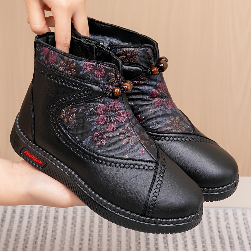Women’s Vintage Floral Winter Boots – Warm, Non-Slip & Comfortable Fit