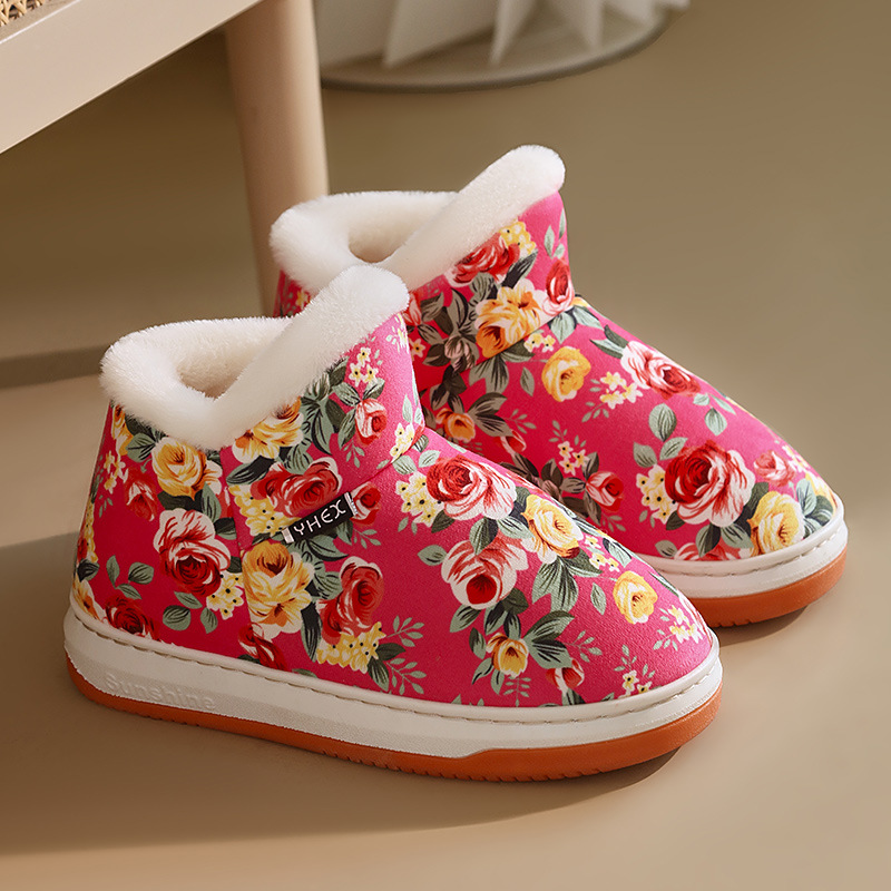 Women’s Bright Floral Winter Shoes – Cozy Warm Shoes to Brighten Up Cold Days