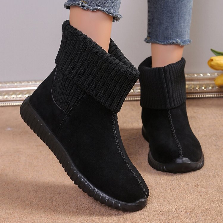 Women’s Warm Knit Ankle Boots – Soft Winter Boots with Cushioned Non-Slip Sole