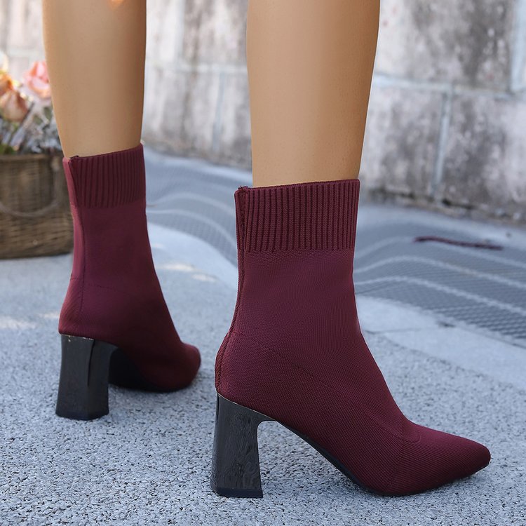 Women’s Stretch Knit Ankle Boots – Cozy Pull-On Ankle Boots for Fall & Winter