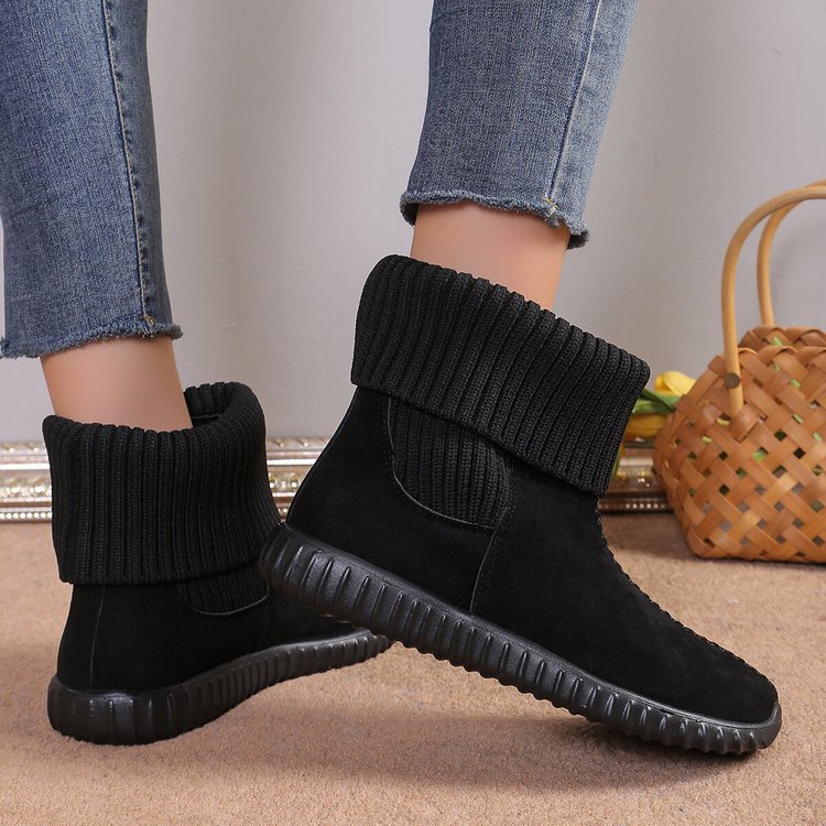 Women’s Warm Knit Ankle Boots – Soft Winter Boots with Cushioned Non-Slip Sole
