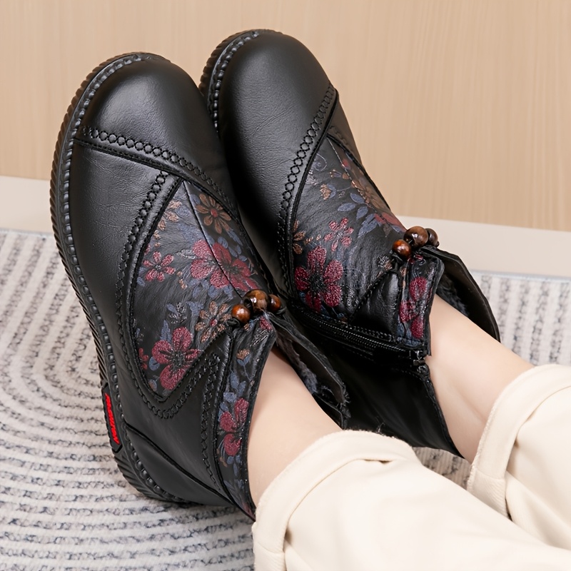 Women’s Vintage Floral Winter Boots – Warm, Non-Slip & Comfortable Fit