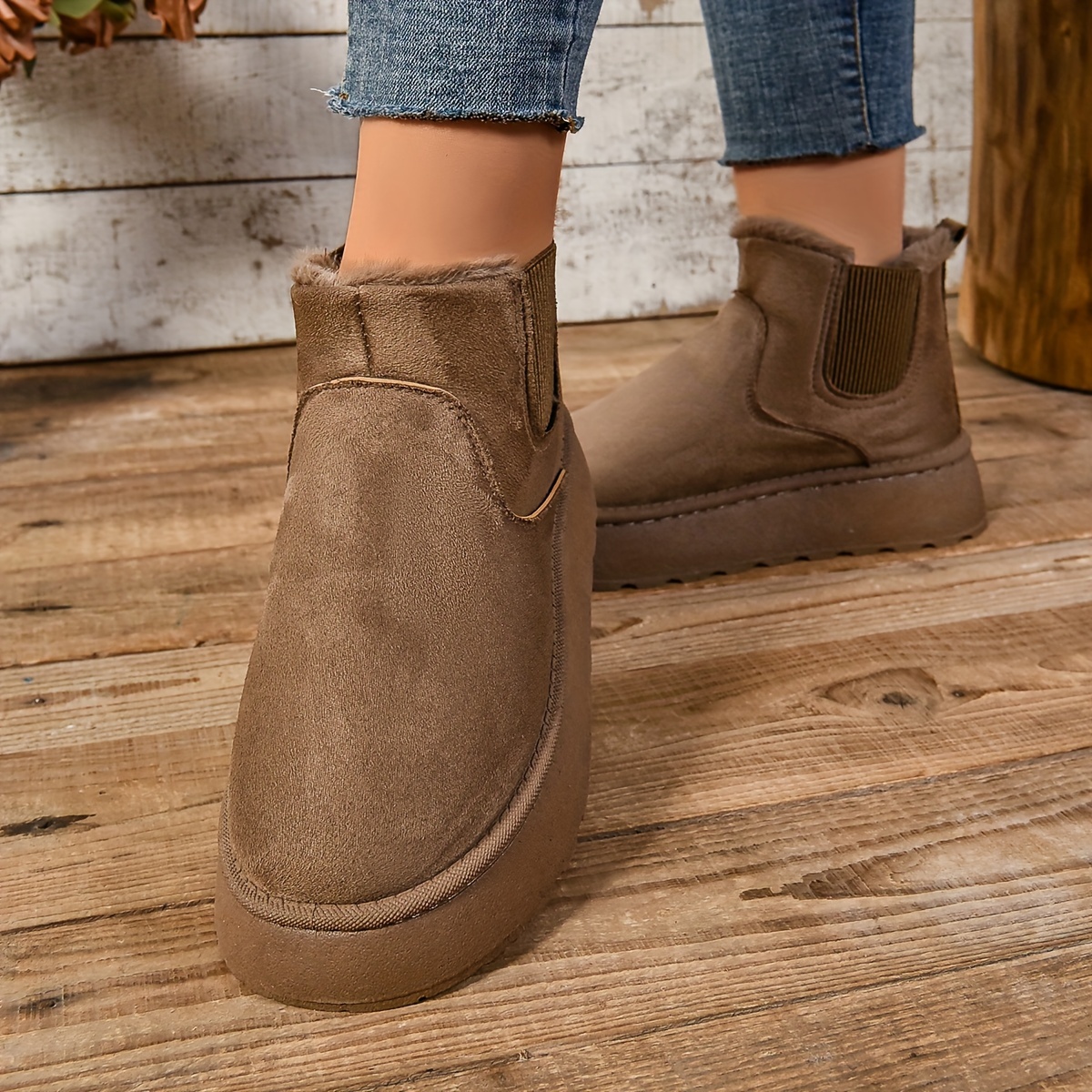 Women’s Warm Slip-On Ankle Boots – Non-Slip Winter Comfort Footwear
