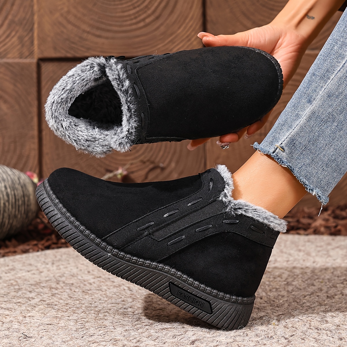 Women’s Winter Comfort Shoes – Easy-On Casual Shoes with Zipper Closure