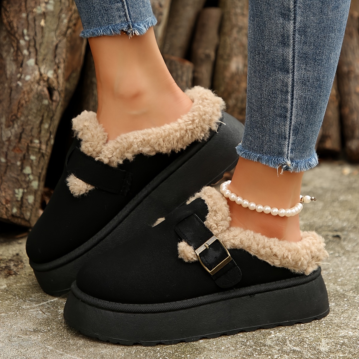 Women’s Warm & Comfortable Mules – Soft Plush-Lined Shoes