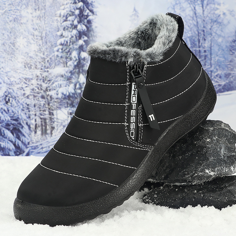 Women’s Warm Winter Snow Boots – Fur-Collar Zip-Up Boots with Non-Slip Sole