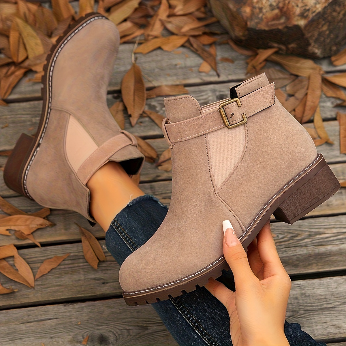 Women’s Vintage Ankle Boots – Single-Buckle Strap Retro Comfort Boots