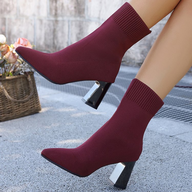 Women’s Stretch Knit Ankle Boots – Cozy Pull-On Ankle Boots for Fall & Winter