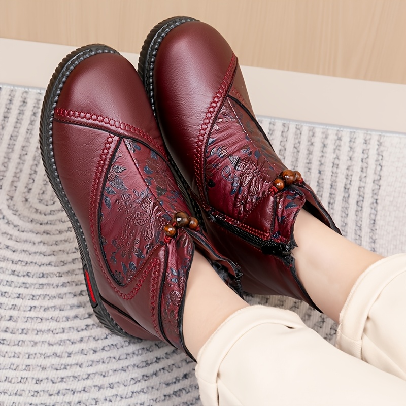 Women’s Vintage Floral Winter Boots – Warm, Non-Slip & Comfortable Fit