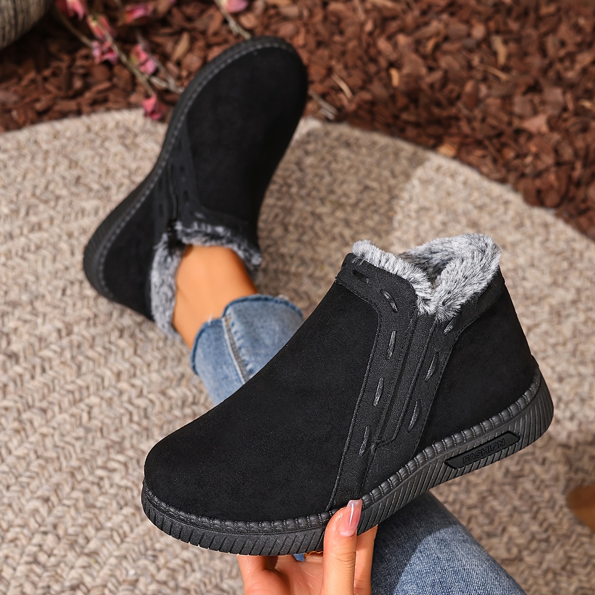 Women’s Winter Comfort Shoes – Easy-On Casual Shoes with Zipper Closure