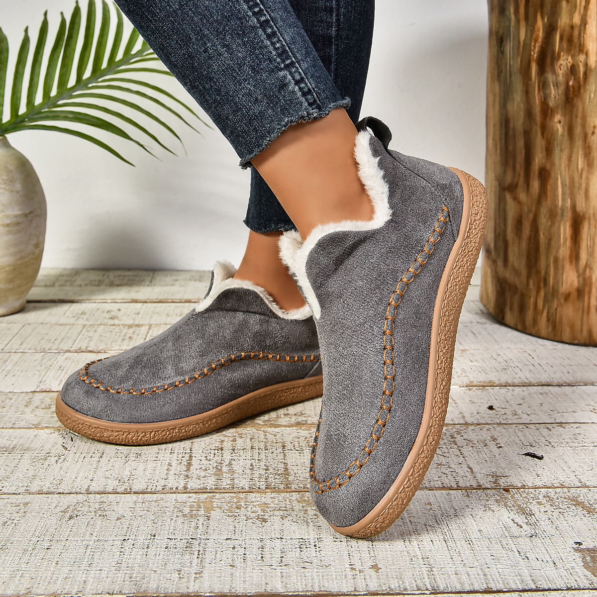 Women’s Fleece-Lined Shoes – Warm Non-Slip Bootie Shoes for Indoor & Outdoor Wear