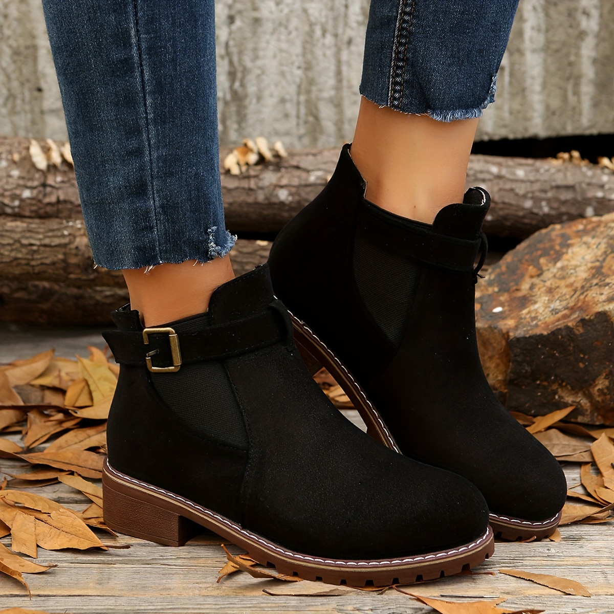 Women’s Vintage Ankle Boots – Single-Buckle Strap Retro Comfort Boots