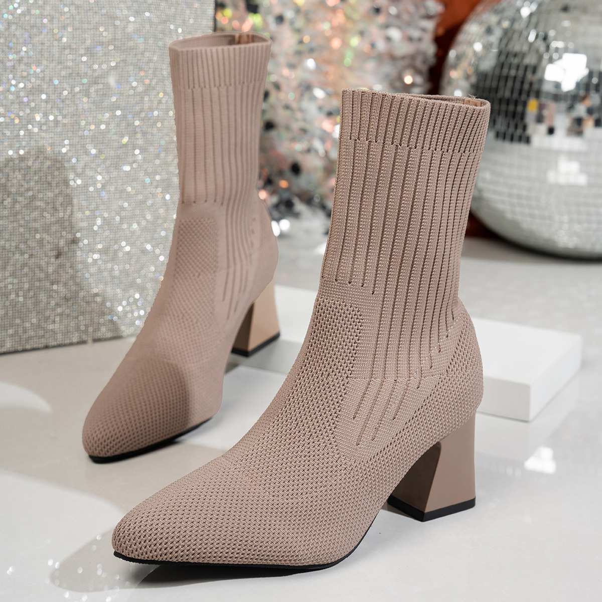 Women’s Stretch Knit Ankle Boots – Cozy Pull-On Winter Boots with a Comfortable Fit