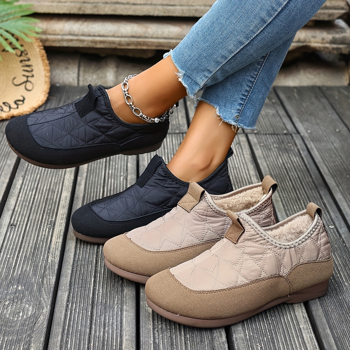 Winter Quilted Flats for Women – Soft, Cozy & Non-Slip Design