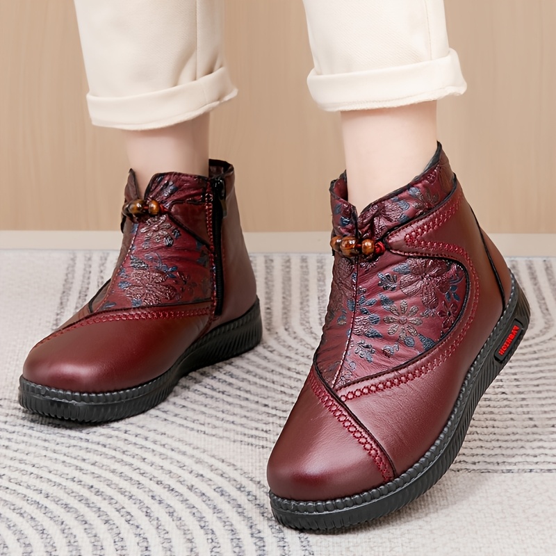 Women’s Vintage Floral Winter Boots – Warm, Non-Slip & Comfortable Fit