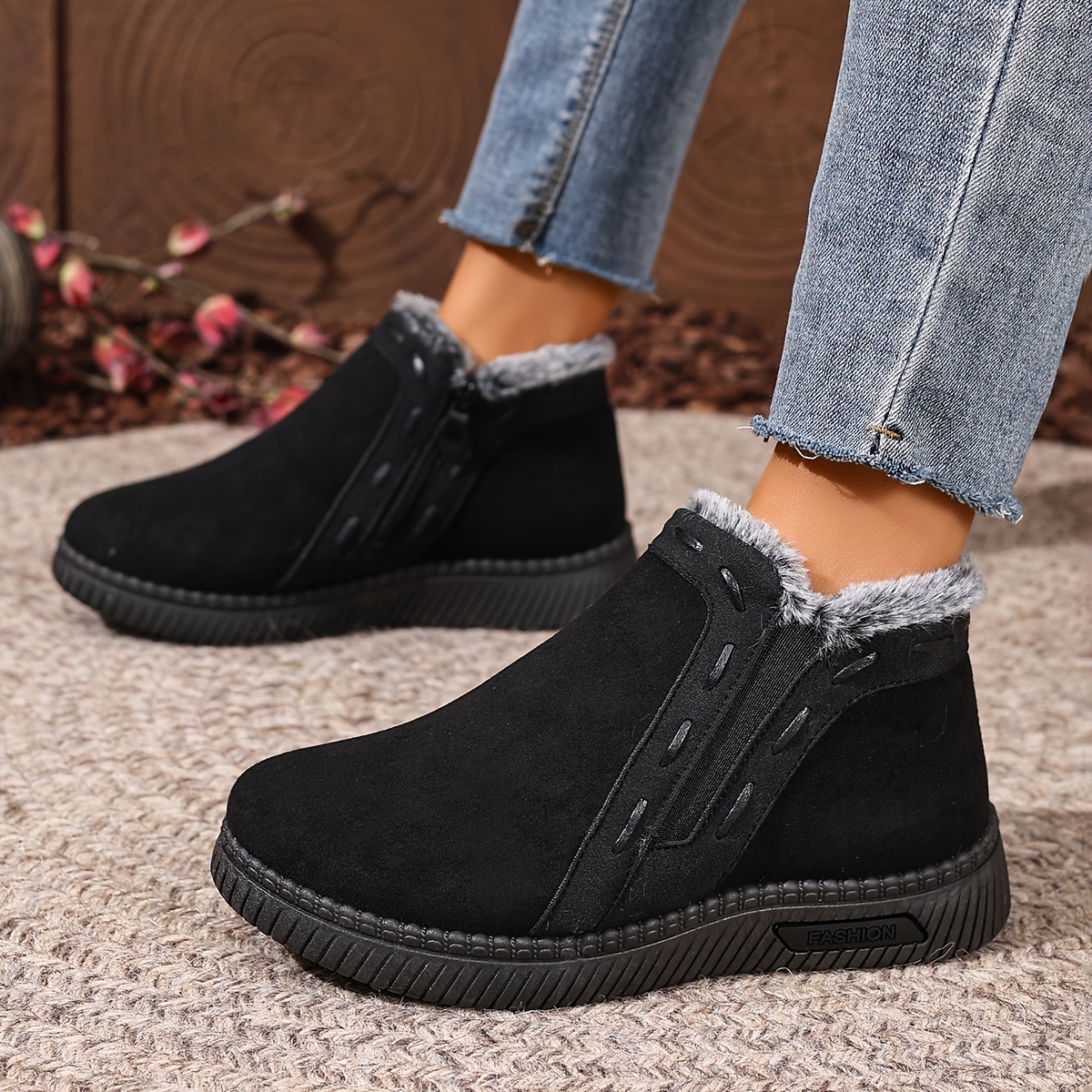 Women’s Winter Comfort Shoes – Easy-On Casual Shoes with Zipper Closure