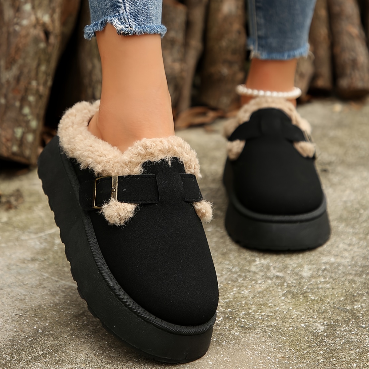 Women’s Warm & Comfortable Mules – Soft Plush-Lined Shoes