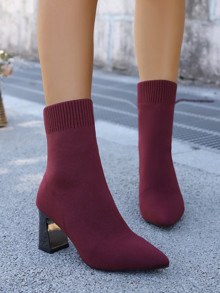 Women’s Stretch Knit Ankle Boots – Cozy Pull-On Ankle Boots for Fall & Winter