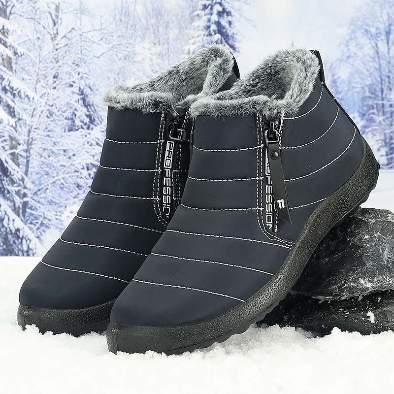 Women’s Warm Winter Snow Boots – Fur-Collar Zip-Up Boots with Non-Slip Sole