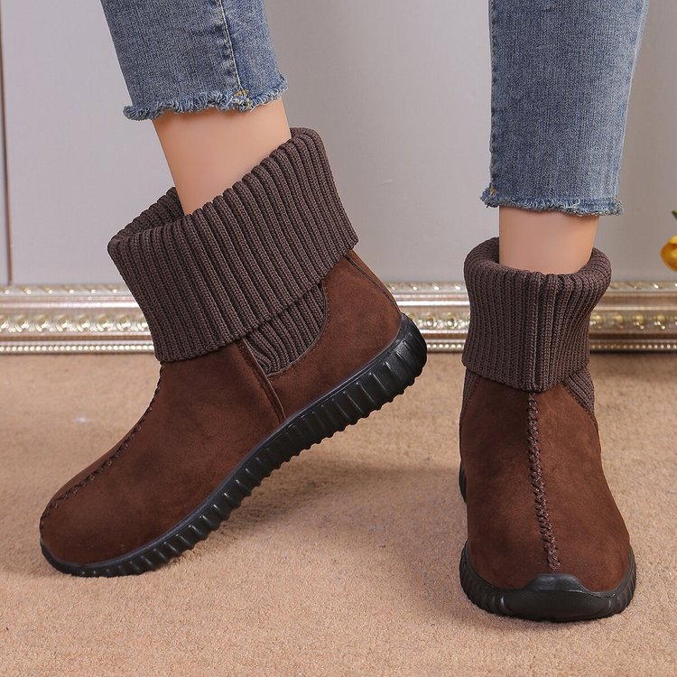 Women’s Warm Knit Ankle Boots – Soft Winter Boots with Cushioned Non-Slip Sole