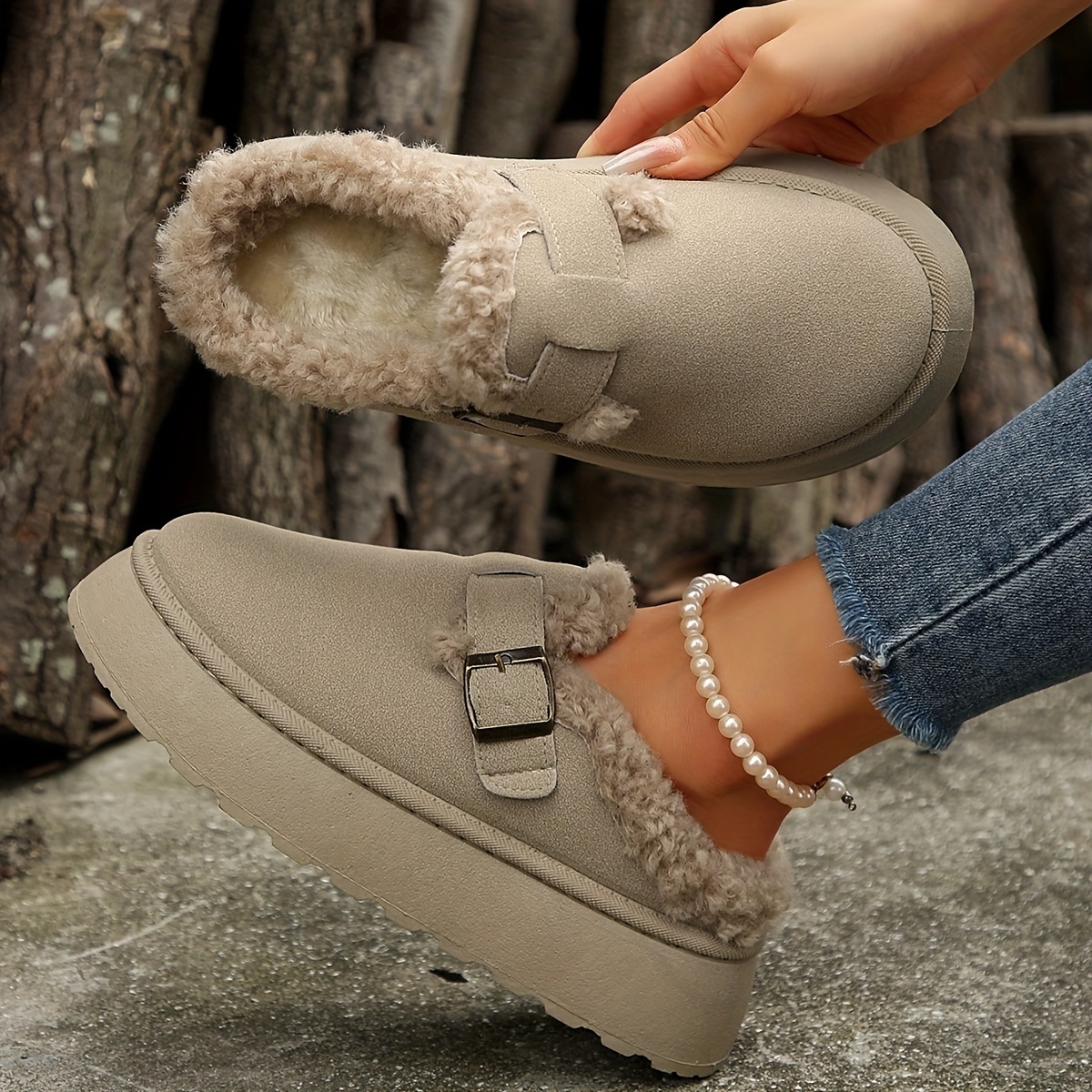 Women’s Warm & Comfortable Mules – Soft Plush-Lined Shoes