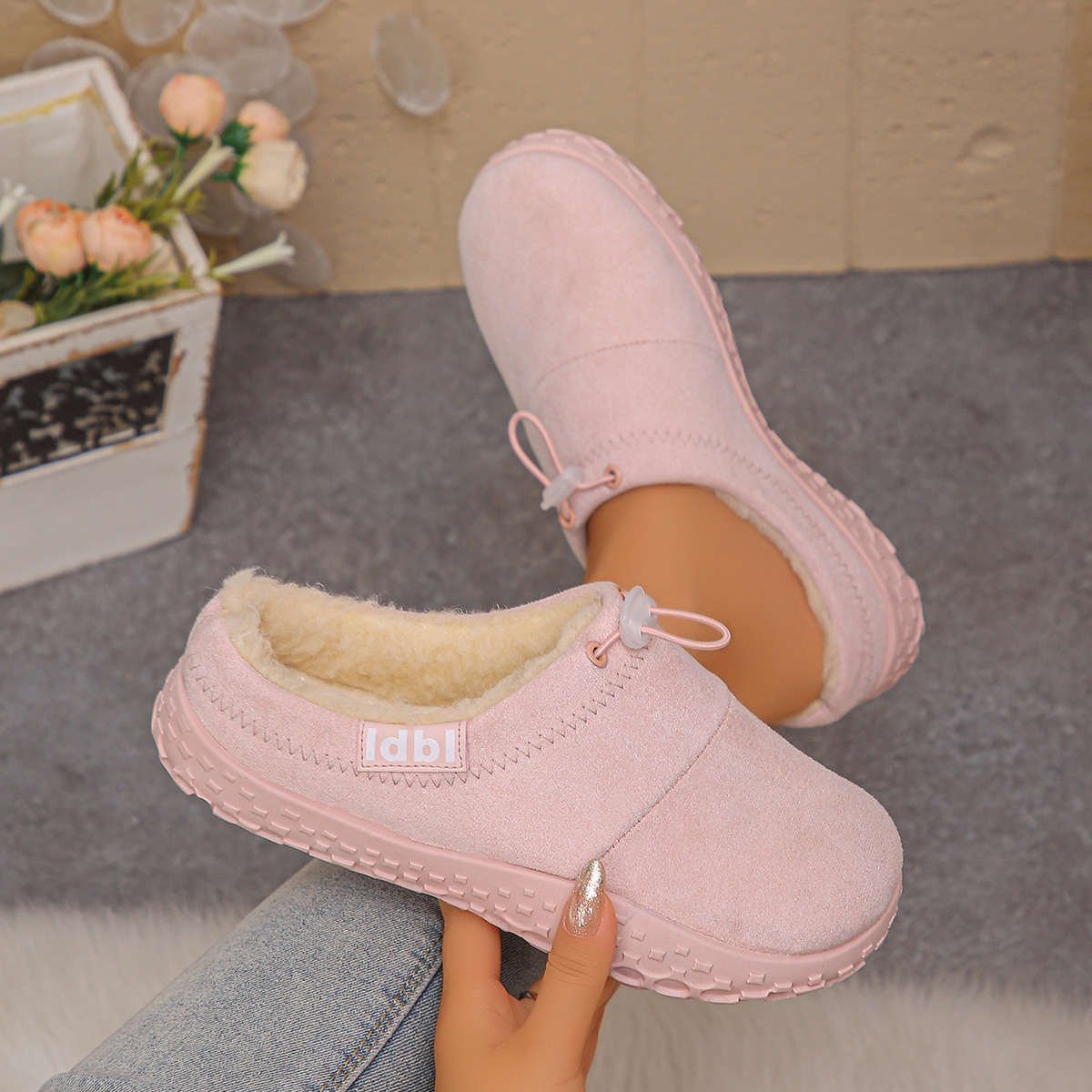 Women’s Warm Plush-Lined Mules – Comfortable Non-Slip Shoes for Fall & Winter