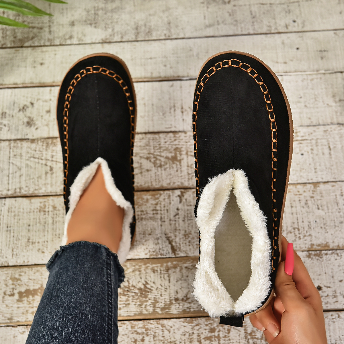 Women’s Fleece-Lined Shoes – Warm Non-Slip Bootie Shoes for Indoor & Outdoor Wear