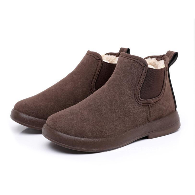 Women’s Warm Winter Ankle Boots – Fleece-Lined Flat Boots with Non-Slip Sole