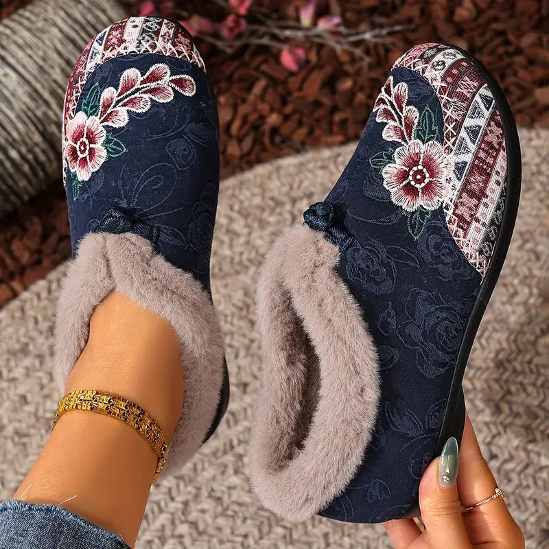 Women’s Warm Floral Winter Ankle Boots – Cozy, Lightweight & Non-Slip Everyday Shoes
