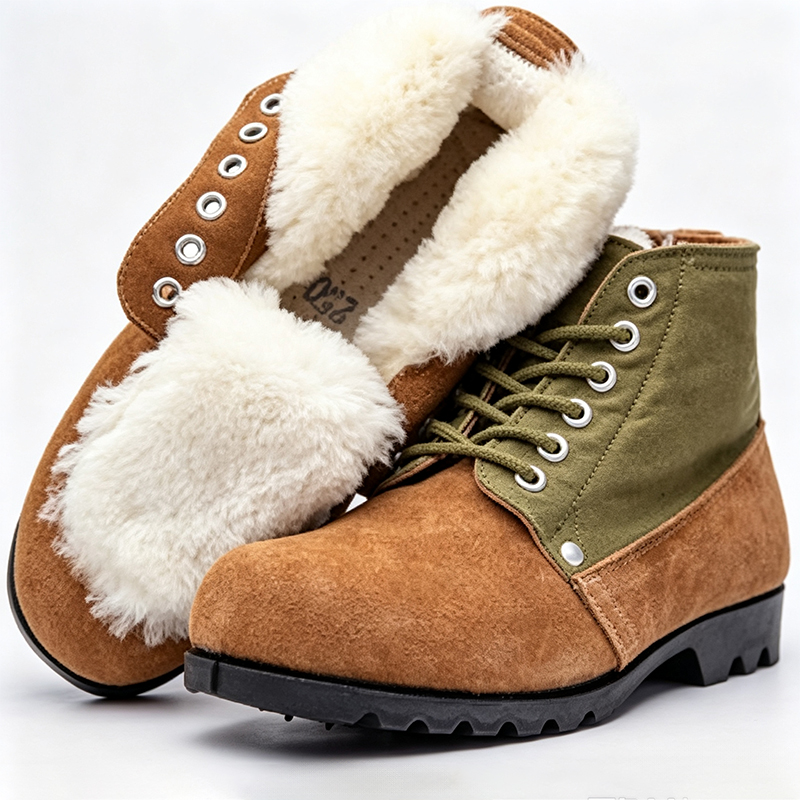 Unisex Leather Farm & Ranch Boots – Waterproof Wool-Lined Winter Boots for Outdoor Work