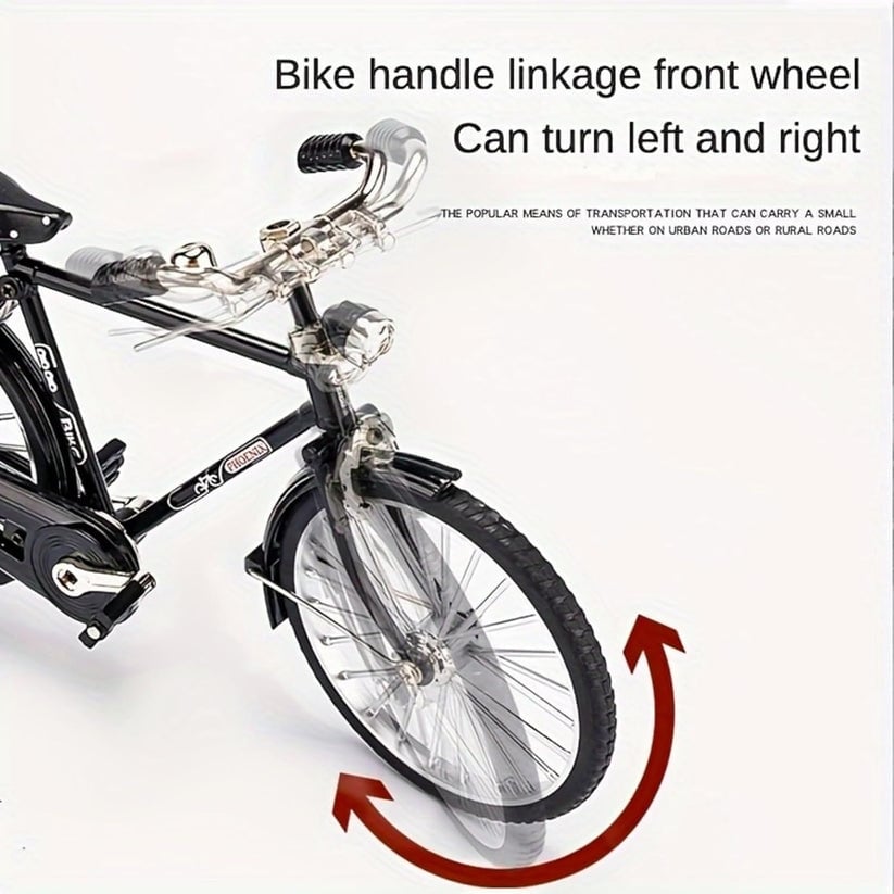 Retro Bicycle Model Miniature Metal Bike Figurine with Air Pump