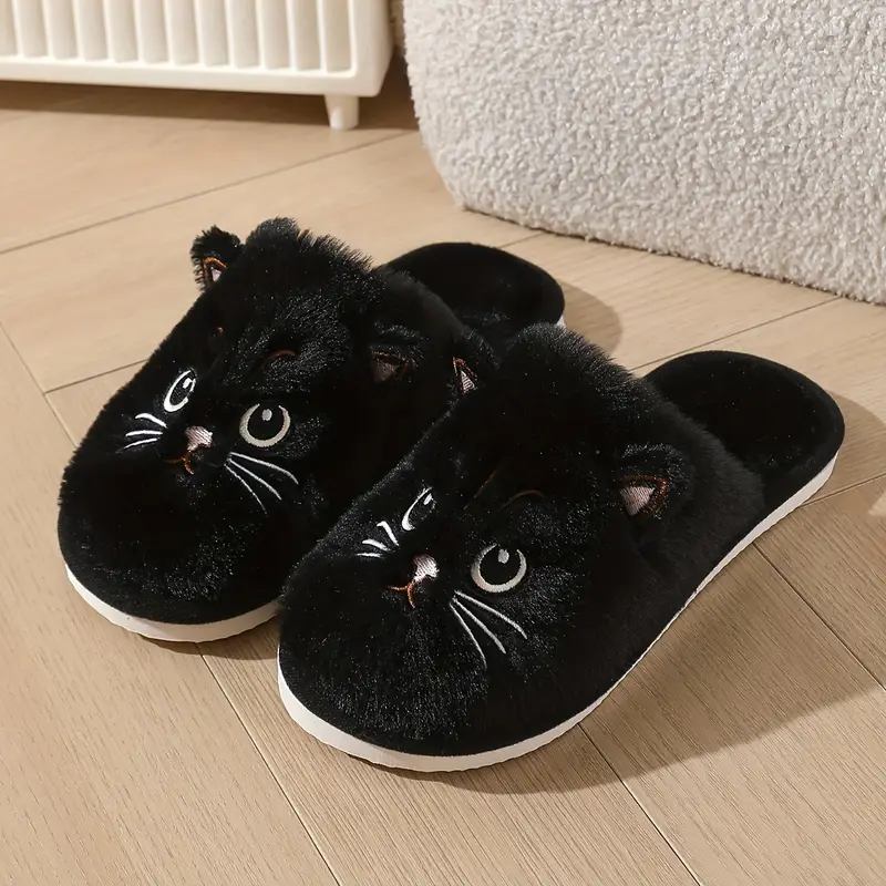 Women’s Warm Cat Slippers – Plush Indoor House Shoes with Non-Slip Sole & Cozy Lining