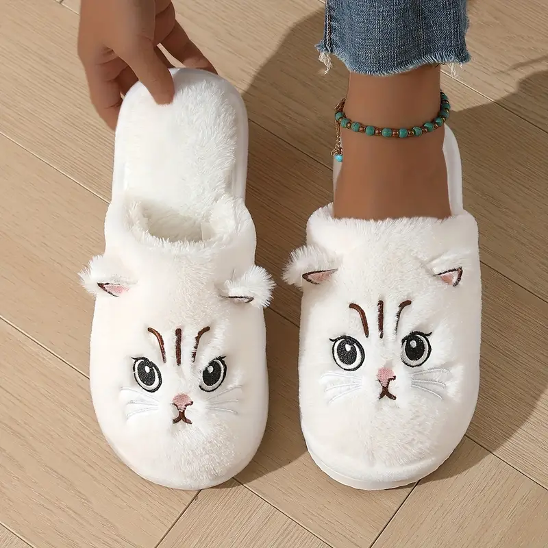 Women’s Warm Cat Slippers – Plush Indoor House Shoes with Non-Slip Sole & Cozy Lining